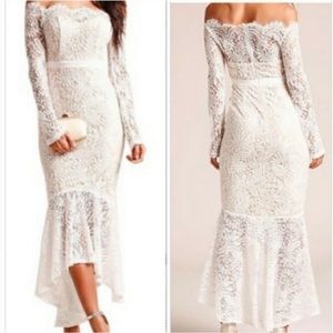 L’Atiste fitted lace mermaid dress NWT